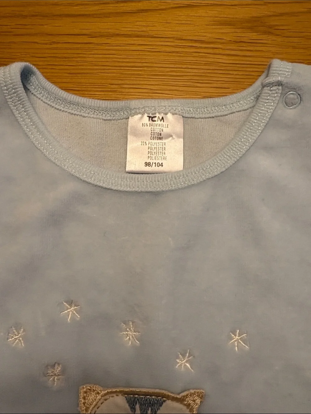 TCM Light Blue Striped One-Piece with Tiger Embroidery - age circa 2-4 years